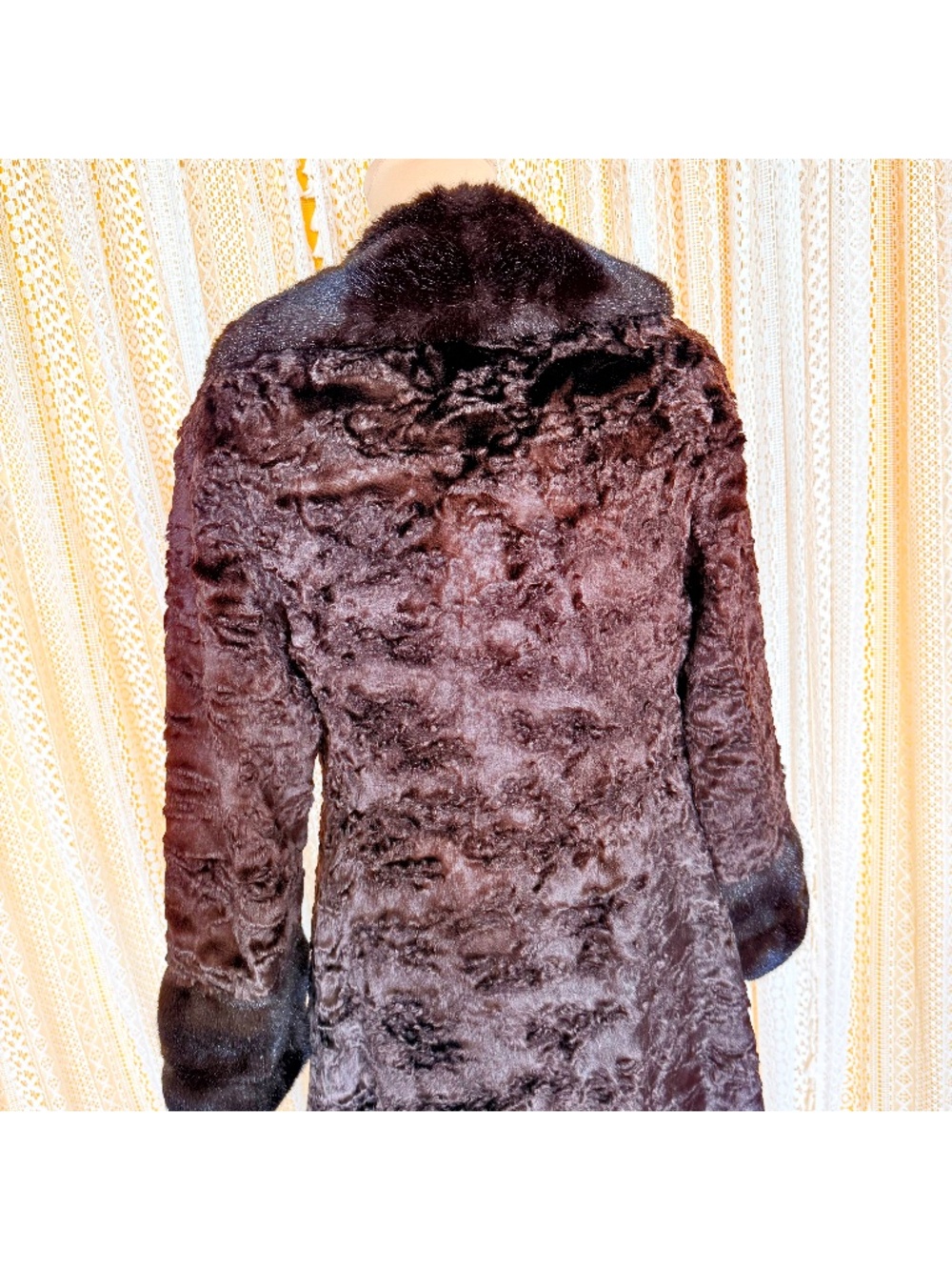 VTG 70s MCM Penny Lane Brown Faux Fur Mouton Mobwife Mod Hippie Bohemian Coat S - Picture 13 of 17